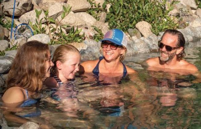 A family enjoying a hotspring
